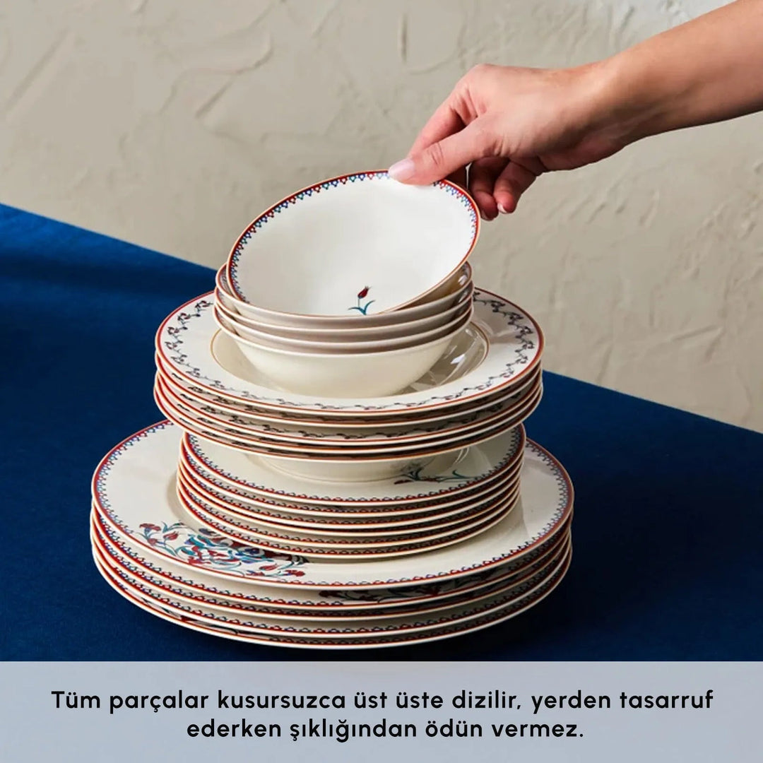 Karaca Forever Bone Nakkaş – 24 dele middagssæt til 6 personer - Løven Home