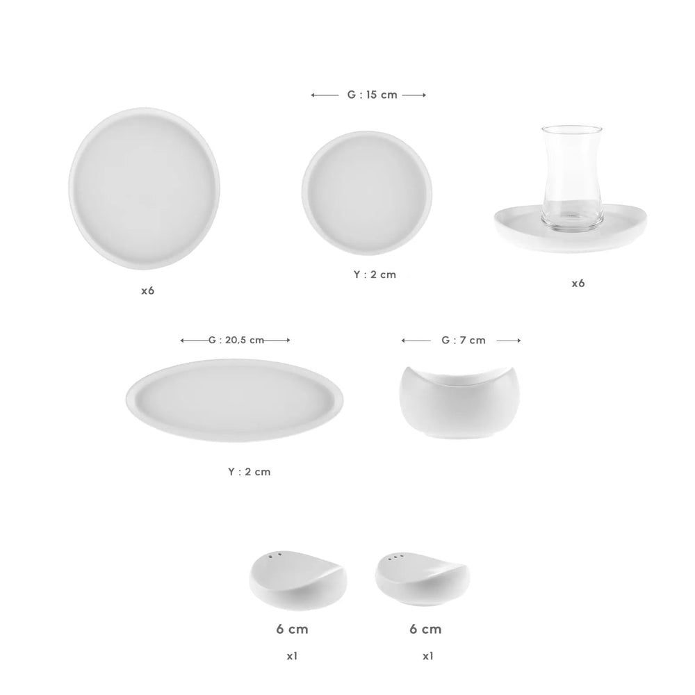 Karaca Forever Bone Olla Morgenmadssæt 28 dele 6 personer - Løven Home