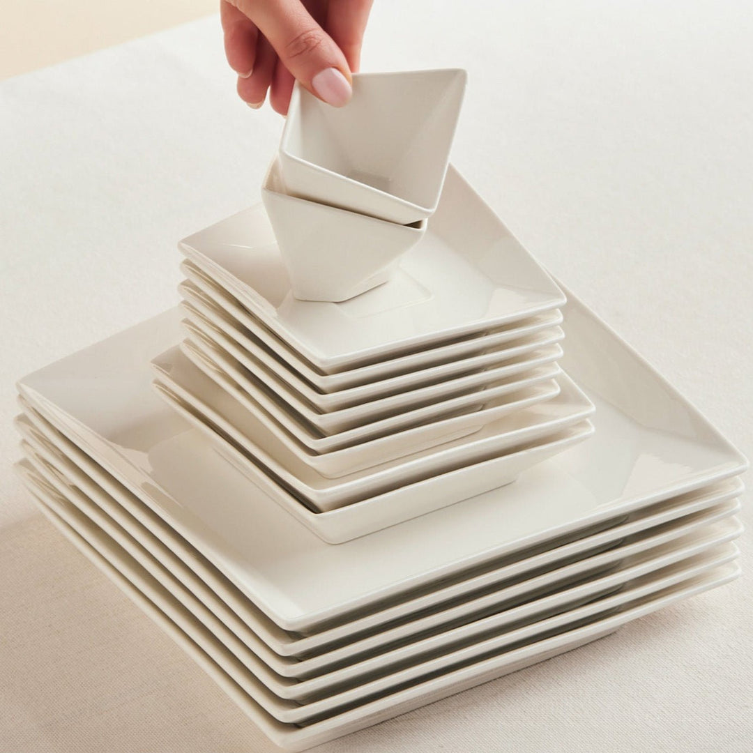 Karaca Forever Bone Origami Morgenmadssæt 26 dele 6 - personer - Løven Home