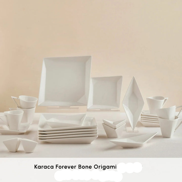 Karaca Forever Bone Origami Morgenmadssæt 26 dele 6 - personer - Løven Home