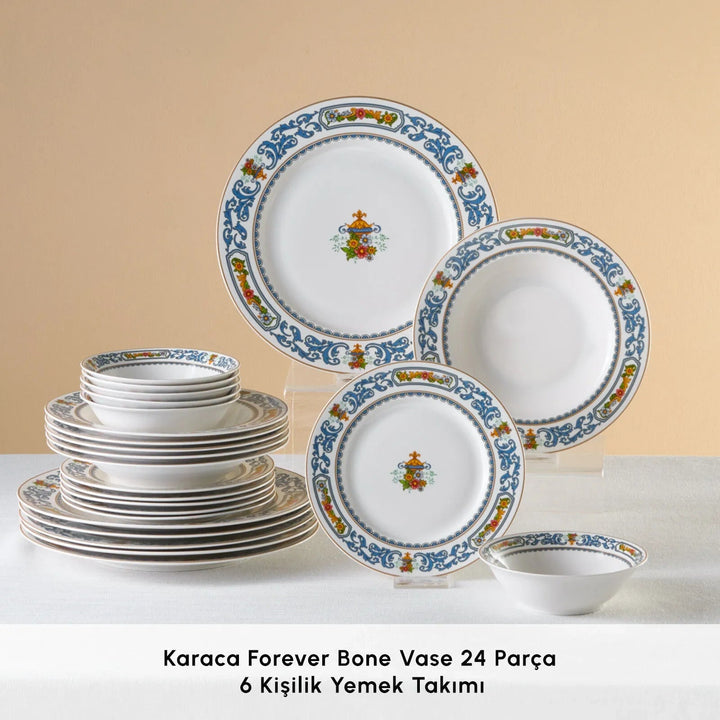 Karaca - Forever Bone Vase Middagssæt – 24 dele til 6 personer - Løven Home