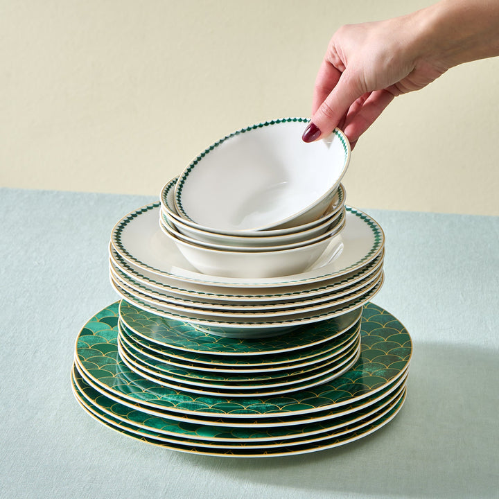 Karaca Forever Bone Zümrüt Spisestel – 24 dele til 6 personer - Løven Home