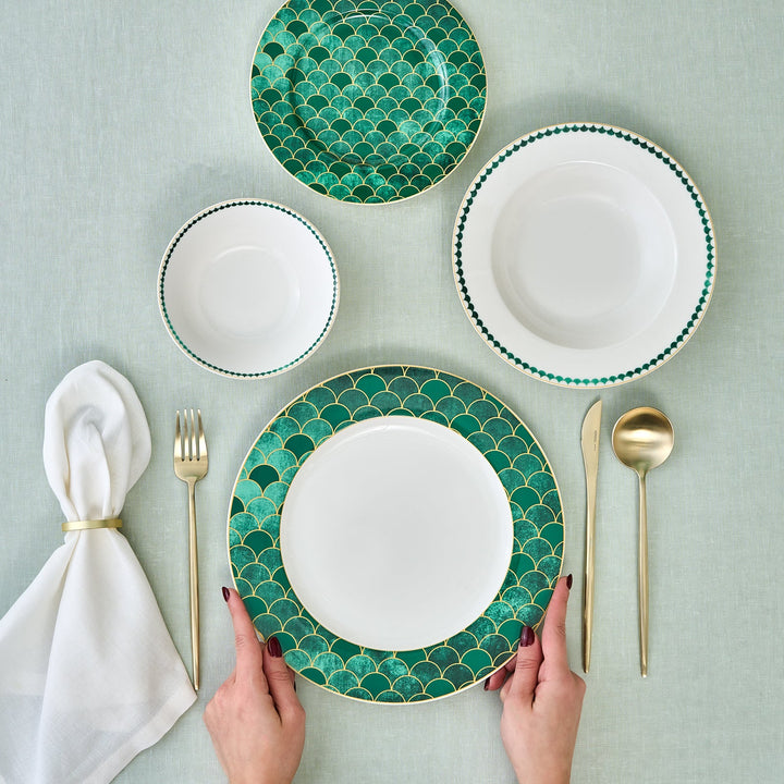 Karaca Forever Bone Zümrüt Spisestel – 24 dele til 6 personer - Løven Home