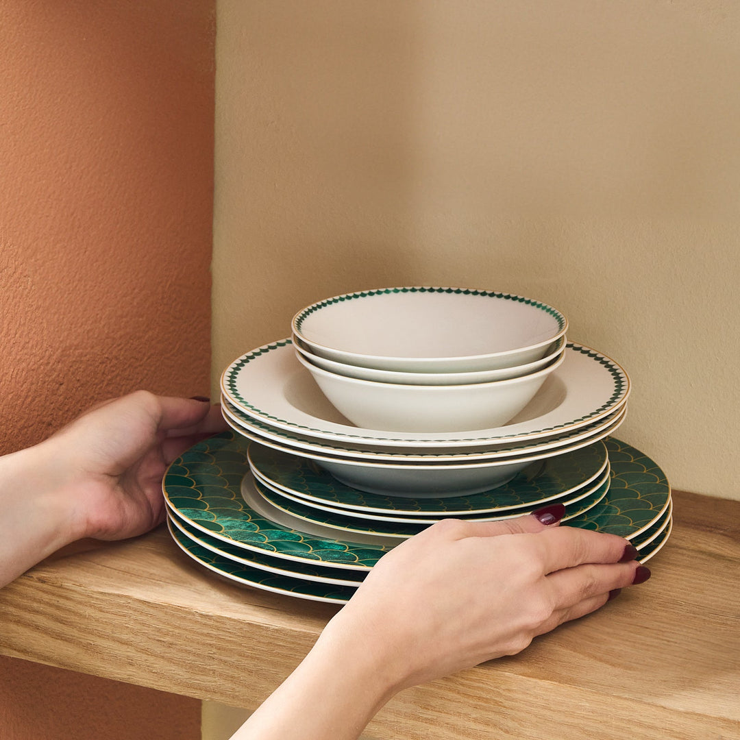 Karaca Forever Bone Zümrüt Spisestel – 24 dele til 6 personer - Løven Home