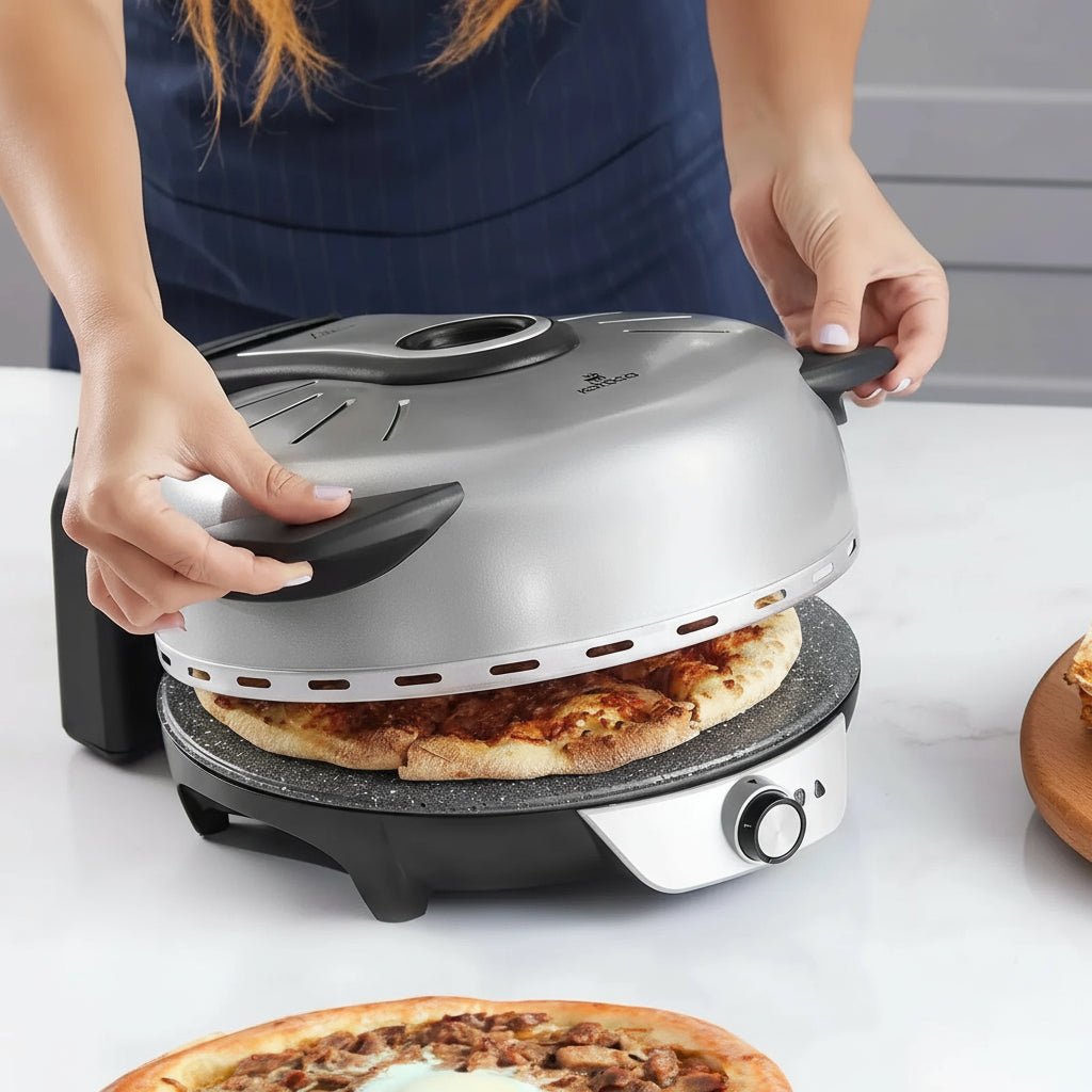 Karaca Gastro 10 - i - 1 Pizza, Lahmacun & Tandoori Brødmaskine – Biodiamant Sølv - 30 CM - Løven Home