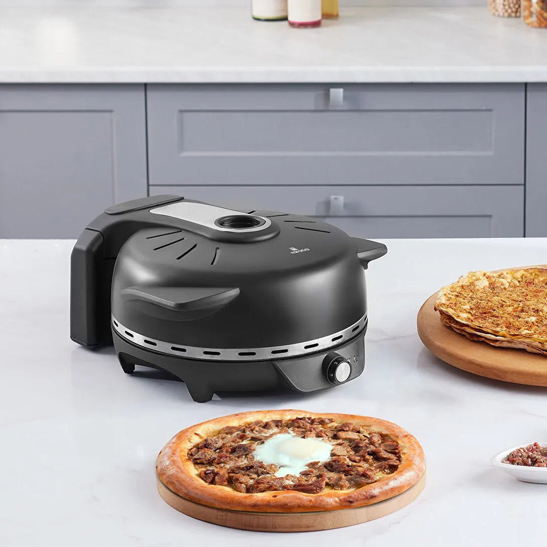 Karaca Gastro 10 - i - 1 Pizza, Lahmacun & Tandoori Brødmaskine – Biodiamant Sort - 30 CM - Løven Home