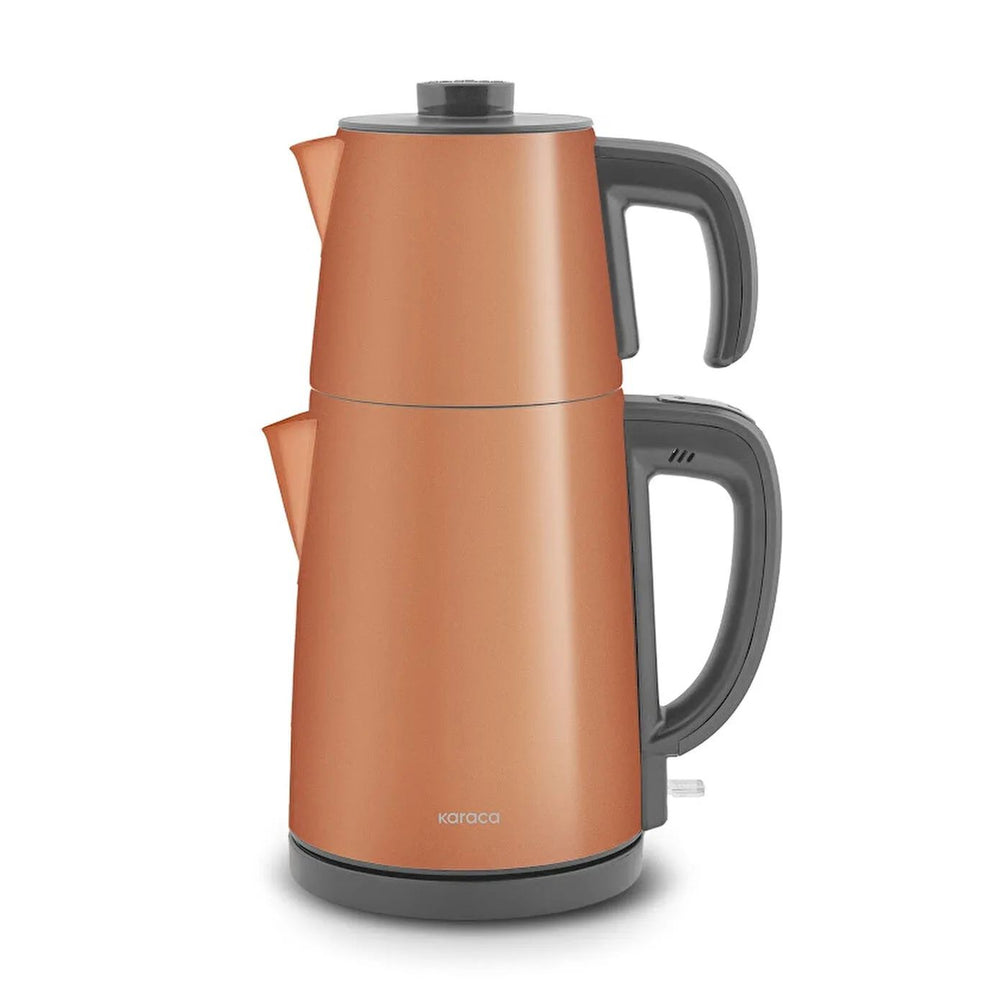 Karaca Gastro Dem 2 i 1 Elektrisk Temaskine 0,95 L + 1,8 L - Rustfrit Stål - Galaktisk Bronze - Løven Home