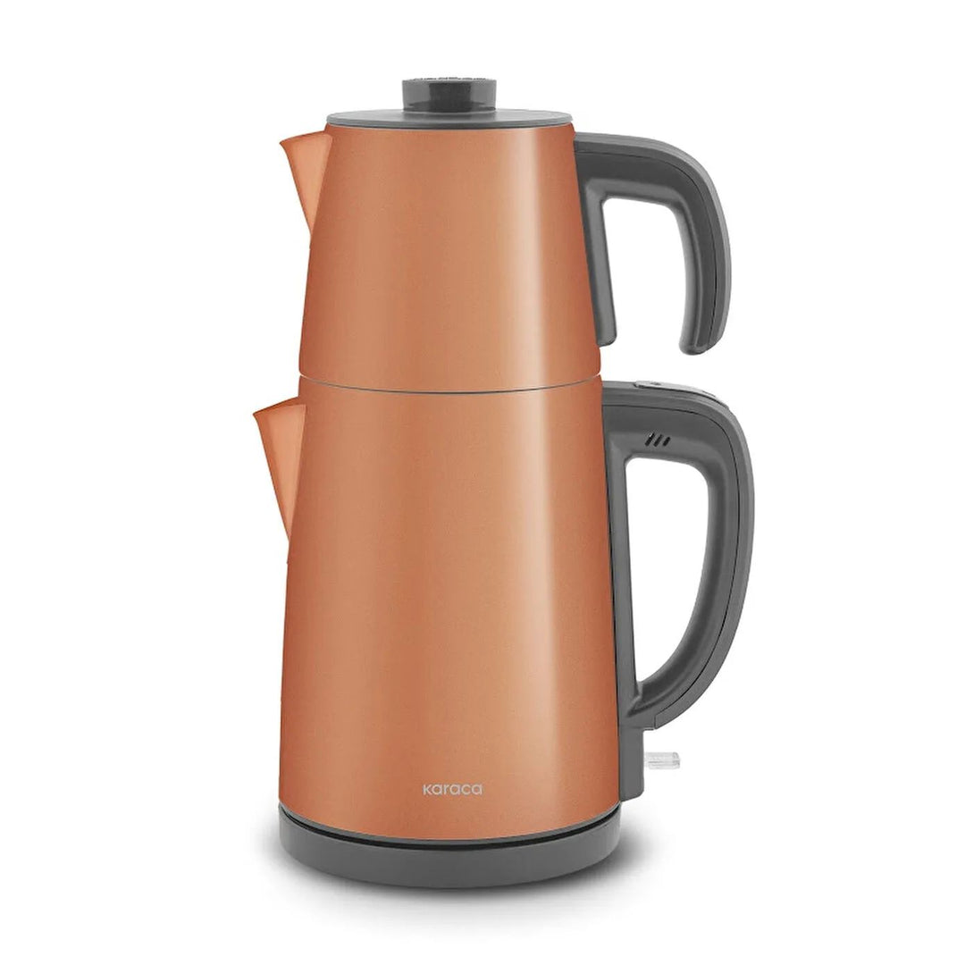 Karaca Gastro Dem 2 i 1 Elektrisk Temaskine 0,95 L + 1,8 L - Rustfrit Stål - Galaktisk Bronze - Løven Home