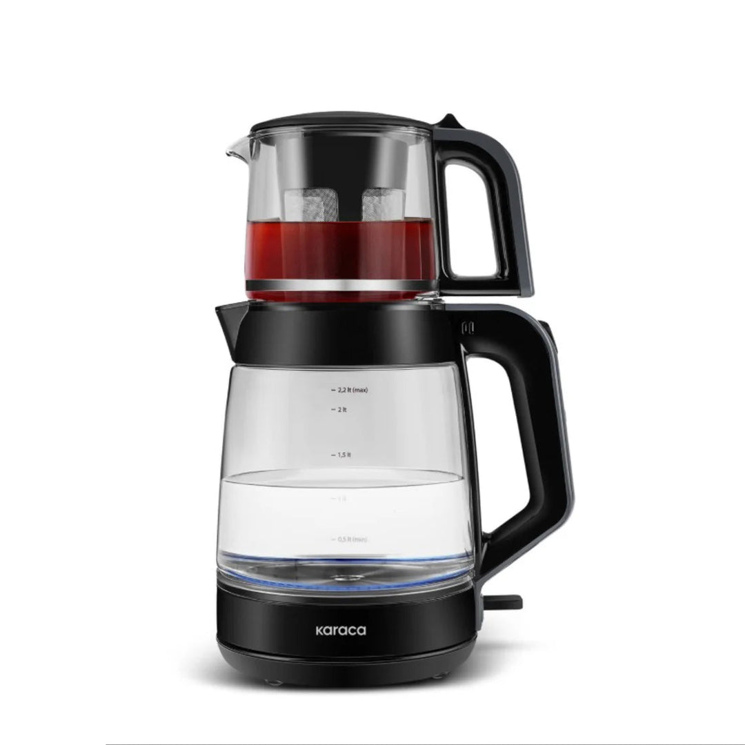 Karaca Glass Tea XL 2 - i - 1 Glas - Temaskine – Shiny Black - Løven Home