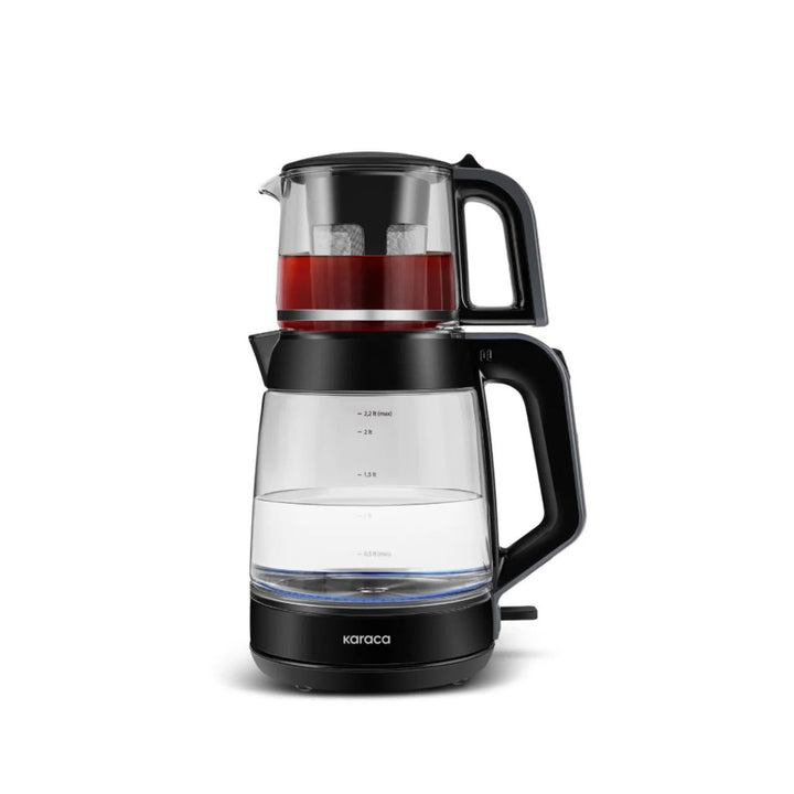 Karaca Glass Tea XL 2 - i - 1 Glas - Temaskine – Shiny Black - Løven Home