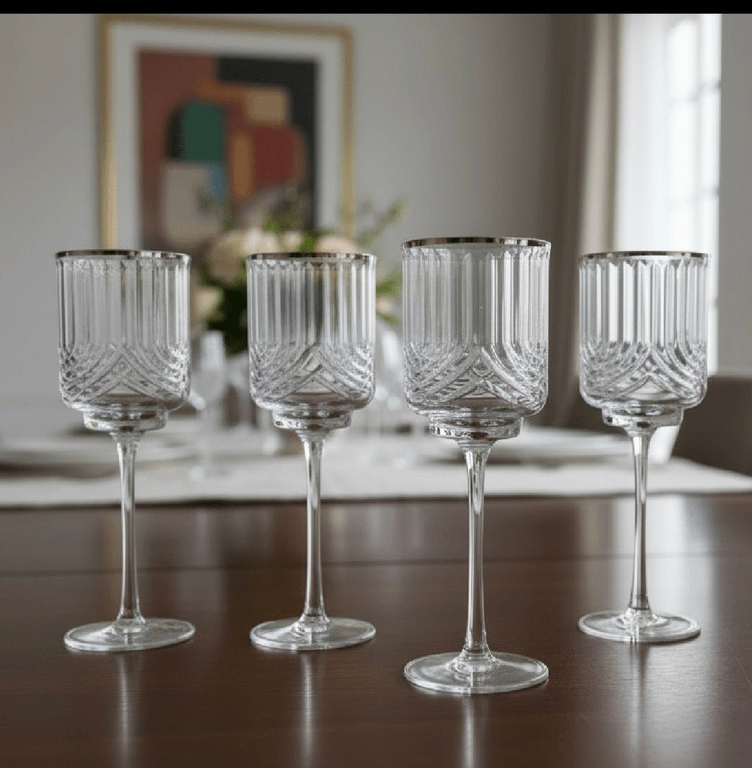 Karaca Gleam - Cocktailglassæt m/Sølvkant - 6 stk. | 350 ml - Løven Home