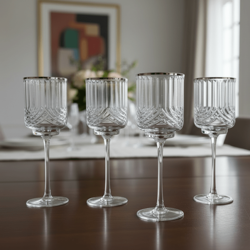 Karaca Gleam Cocktailglassæt m/Sølvkant 6 stk. - 350 ml - Løven Home