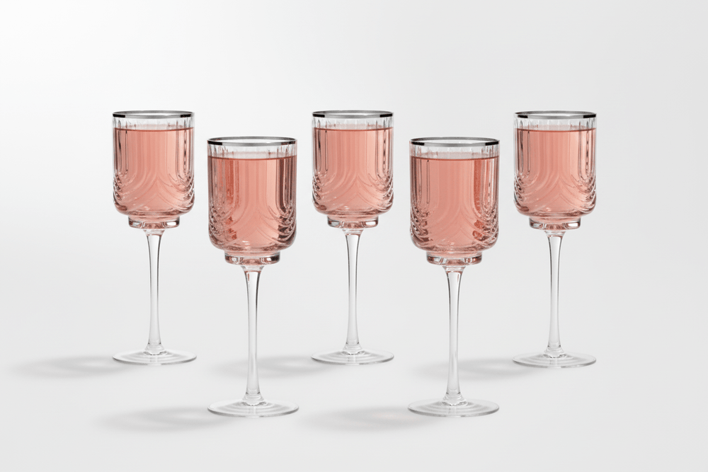 Karaca Gleam Cocktailglassæt m/Sølvkant 6 stk. - 350 ml - Løven Home