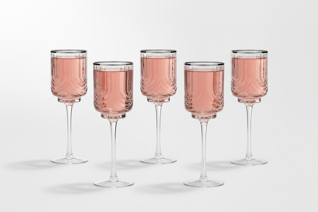 Karaca Gleam Cocktailglassæt m/Sølvkant 6 stk. - 350 ml - Løven Home