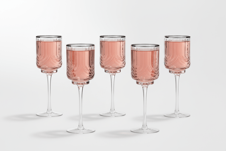 Karaca Gleam Cocktailglassæt m/Sølvkant 6 stk. - 350 ml - Løven Home