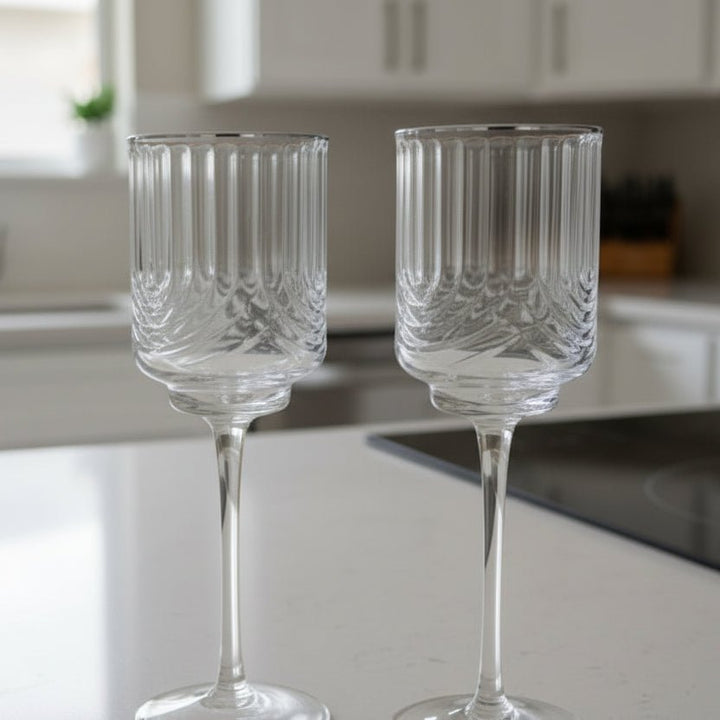 Karaca Gleam Cocktailglassæt m/Sølvkant 6 stk. - 350 ml - Løven Home
