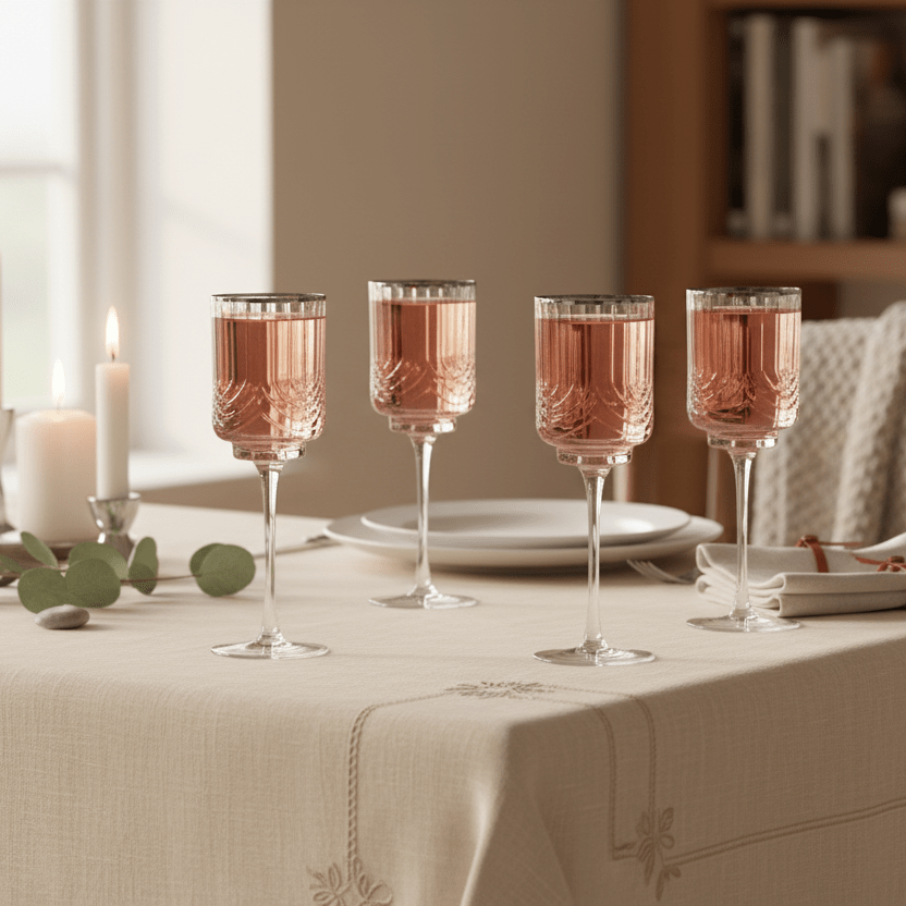 Karaca Gleam Cocktailglassæt m/Sølvkant 6 stk. - 350 ml - Løven Home