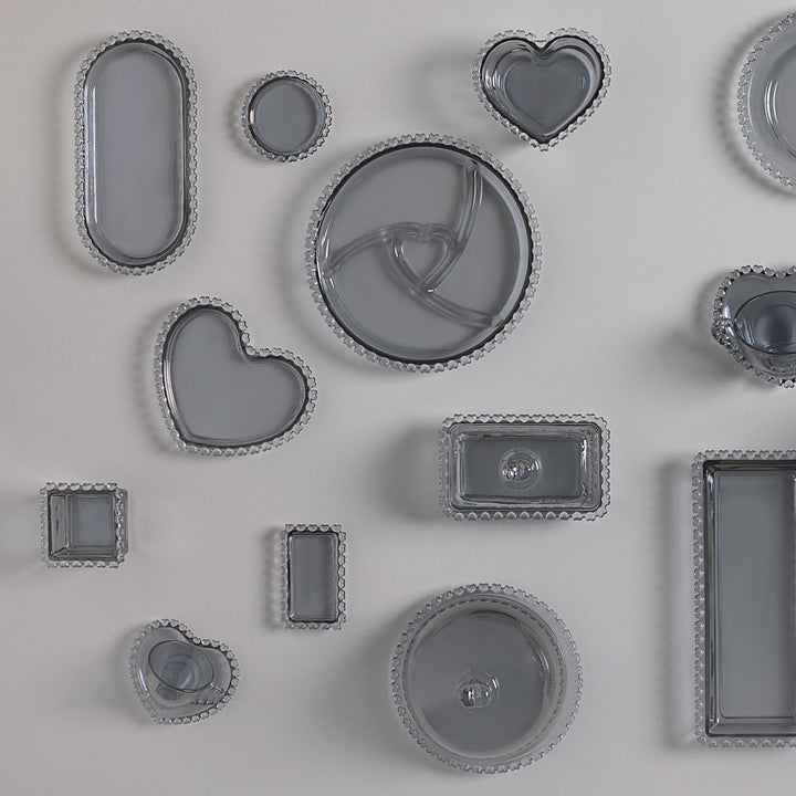 Karaca Glory Glas Kagefad på Fod m/Låg 19 cm - Antracit - Løven Home