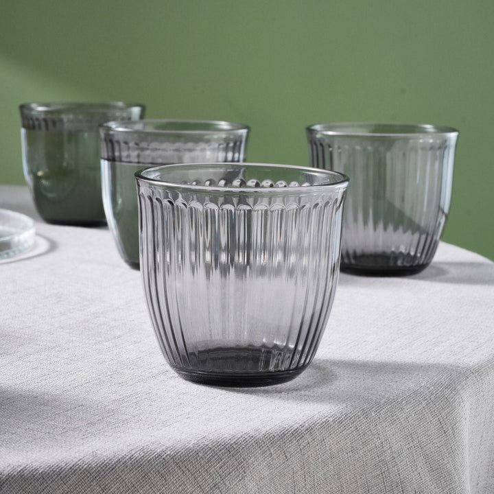 Karaca Gordes Drikkeglas – 6 stk., 290 ml (Antracit) - Løven Home