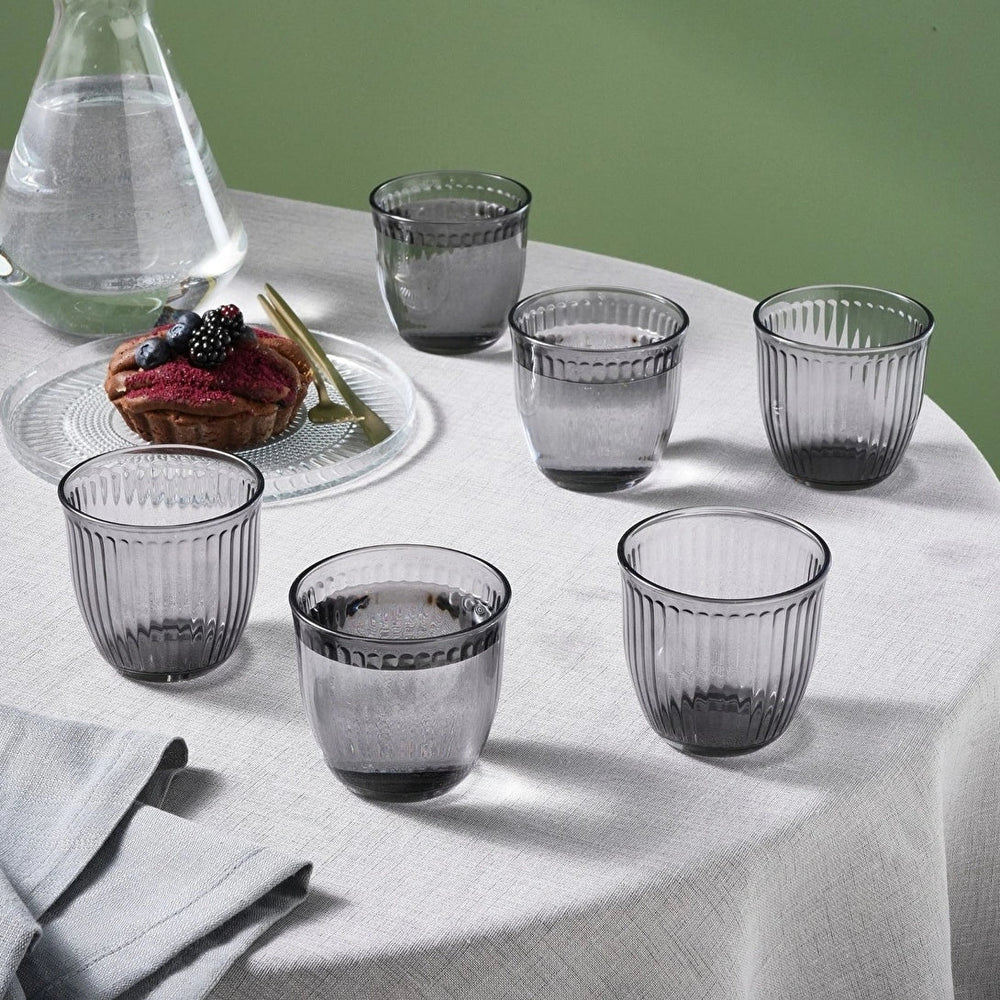 Karaca Gordes Drikkeglas – 6 stk., 290 ml (Antracit) - Løven Home