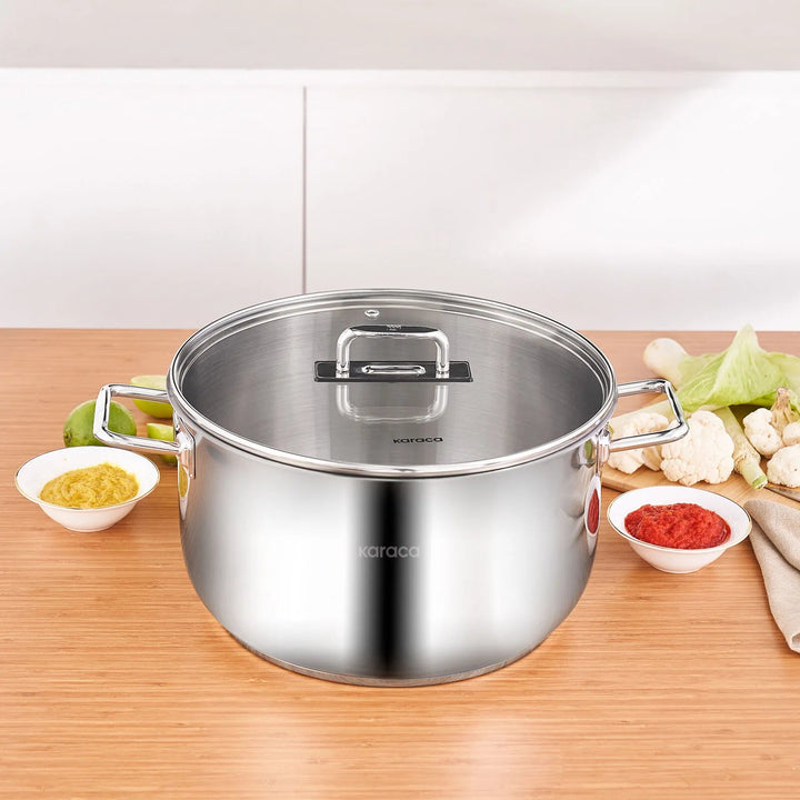 Karaca Grace Induktionsvenlig Gryde i Rustfrit Stål – 28 cm / 9,5 liter - Løven Home
