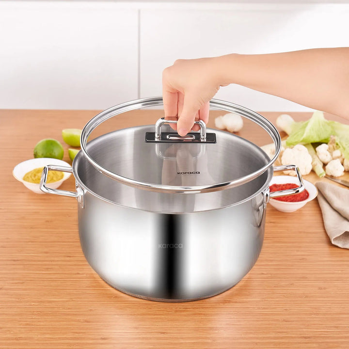 Karaca Grace Induktionsvenlig Gryde i Rustfrit Stål – 28 cm / 9,5 liter - Løven Home