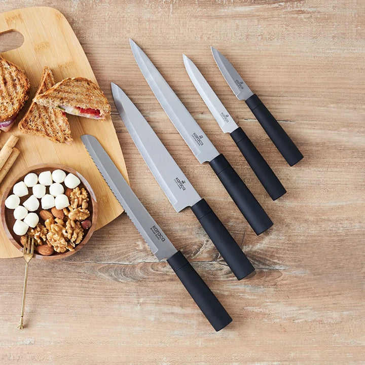 Karaca Grammy Knivsæt – 6 Dele i Stilrent Sort med Soft - Touch - Løven Home