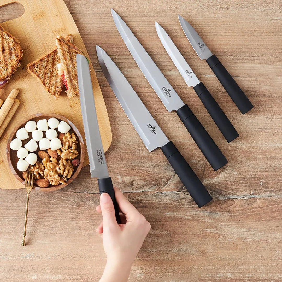 Karaca Grammy Knivsæt – 6 Dele i Stilrent Sort med Soft - Touch - Løven Home