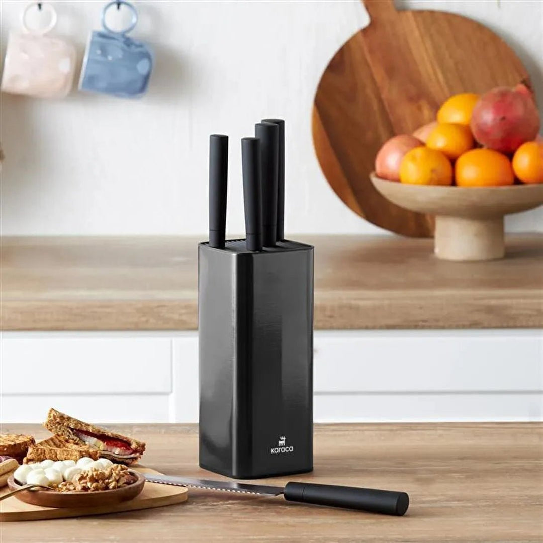 Karaca Grammy Knivsæt – 6 Dele i Stilrent Sort med Soft - Touch - Løven Home