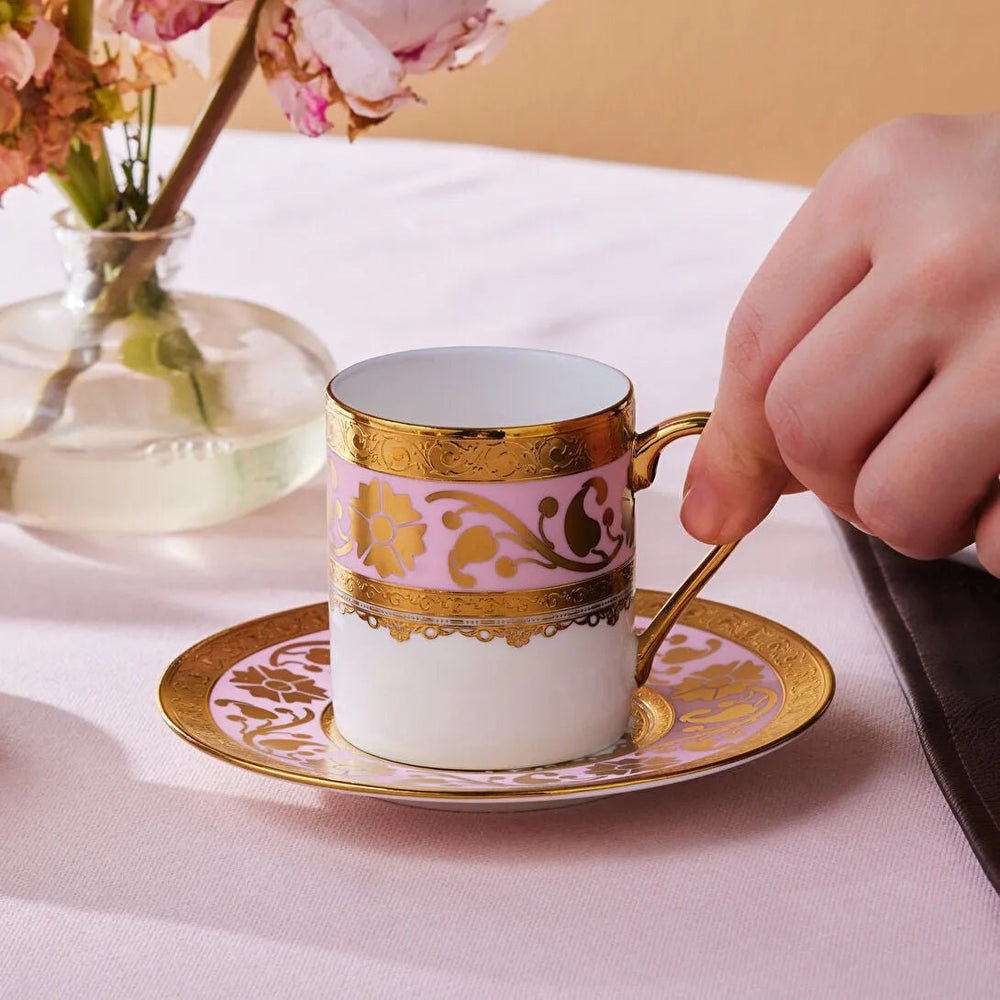 Karaca Gülfem Espressosæt til 6 Pers. – 90 ml - Rosa/Hvid/Guld - Løven Home