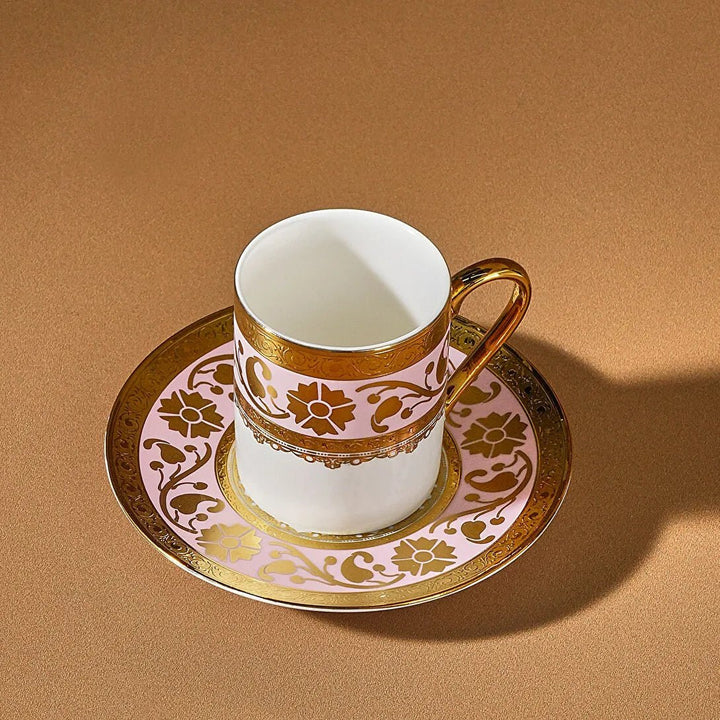 Karaca Gülfem Espressosæt til 6 Pers. – 90 ml - Rosa/Hvid/Guld - Løven Home