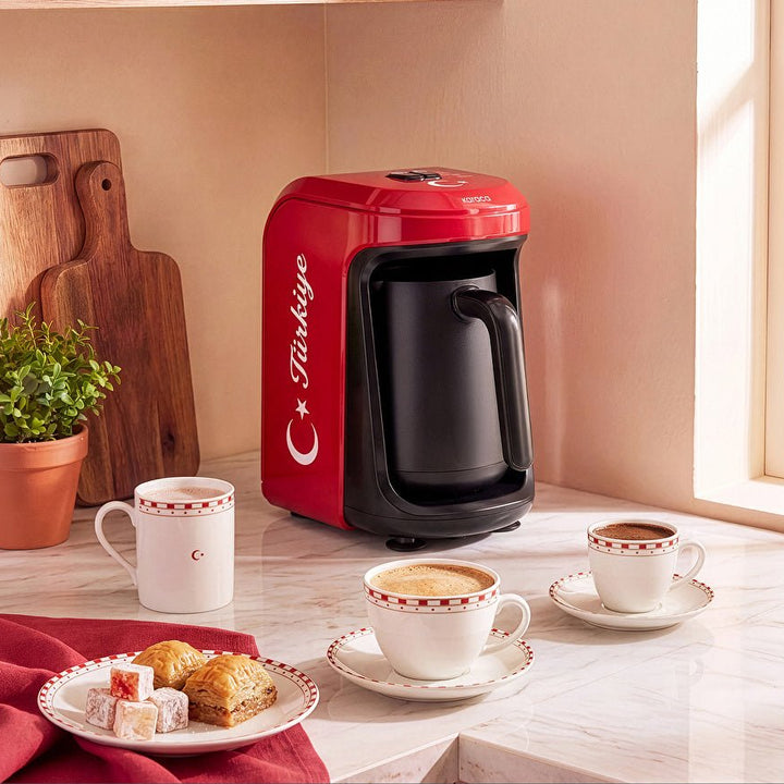 Karaca - Hatır Hüps Türkiye Tyrkisk Kaffemaskine- 5 kopper | Tyrkisk Flag Rød - Løven Home