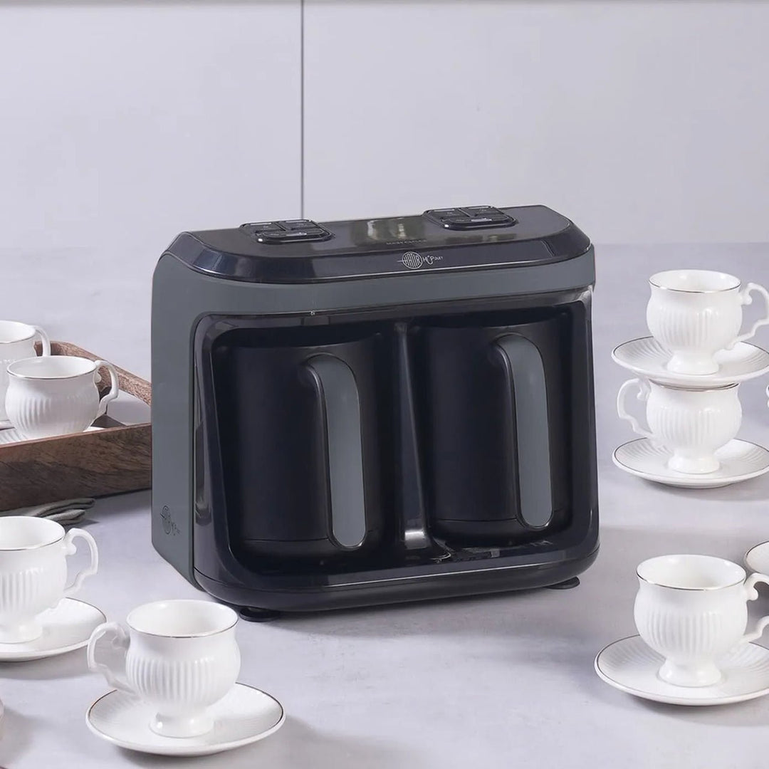 Karaca Hatır Hüp Duet Aroma Flavour – Dobbelt Tyrkisk Kaffemaskine (10 Kopper) - Space Grå - Løven Home