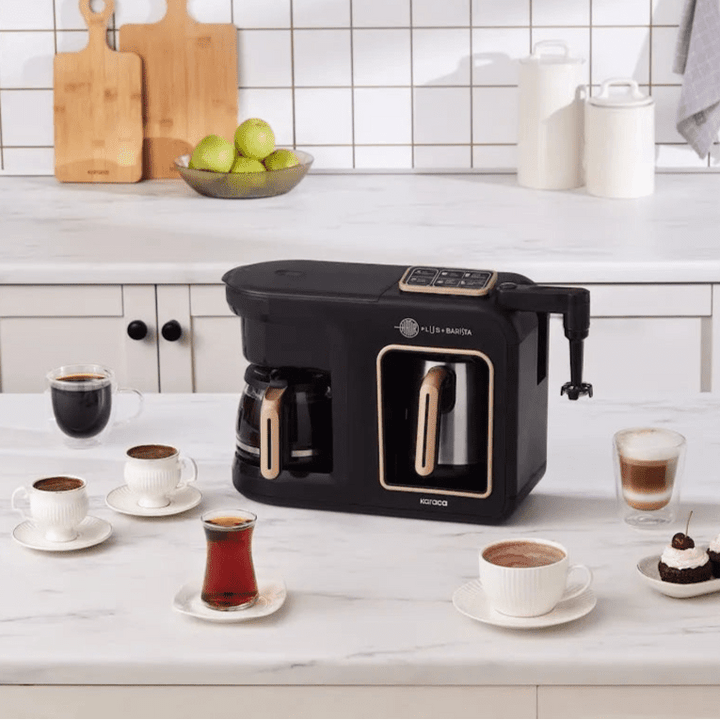 Karaca Hatir Plus Barista 6 - i - 1 Talende Latte Cappuccino og Ember Tyrkisk Kaffemaskine - Mineral Gold - Løven Home
