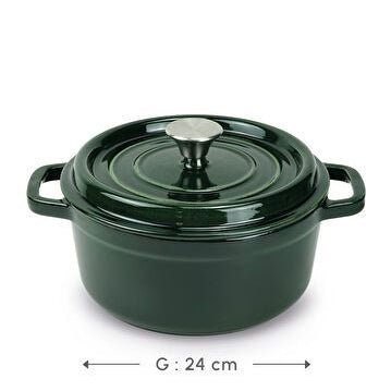 Karaca Heritage Emaljeret Støbejernsgryde – Grøn - 24 cm - 3,7 Liter - Løven Home