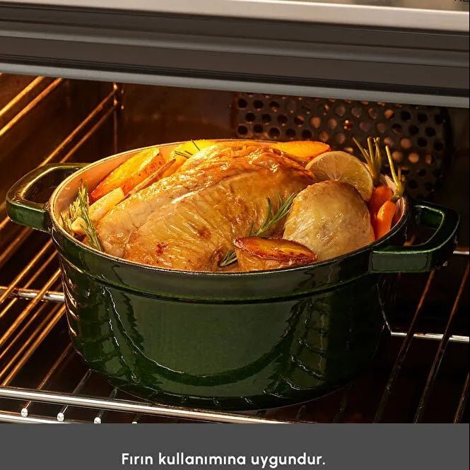 Karaca Heritage Emaljeret Støbejernsgryde – Grøn - 24 cm - 3,7 Liter - Løven Home