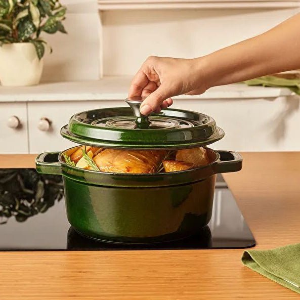 Karaca Heritage Emaljeret Støbejernsgryde – Grøn - 24 cm - 3,7 Liter - Løven Home