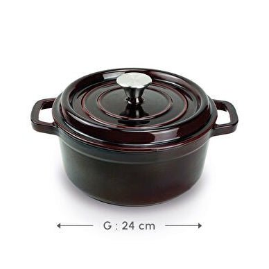 Karaca Heritage Emaljeret Støbejernsgryde – Rødbrun - 24 cm - 3,7 Liter - Løven Home