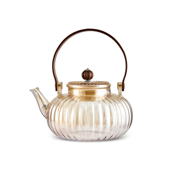 Karaca Hina Borosilikatglas Tekande - 900 ml - Guld/Træ - Løven Home