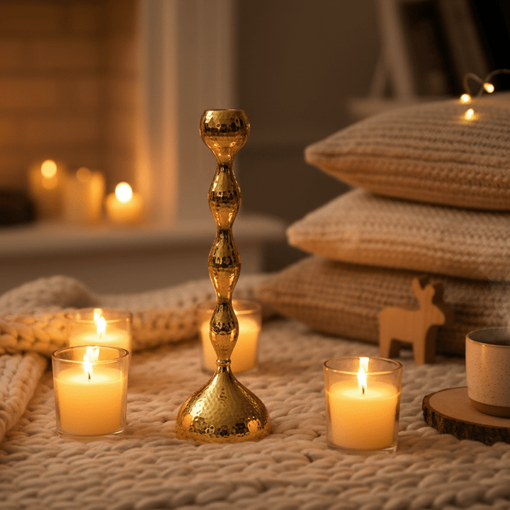 Karaca Home Arlen Lysestage – Elegant Guld - finish (32 cm) - Løven Home