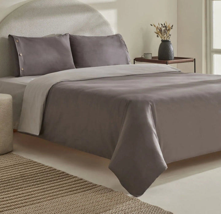 Karaca Home Basis 100 % bomuld dobbeltseng - sengesæt – Antracit - Løven Home