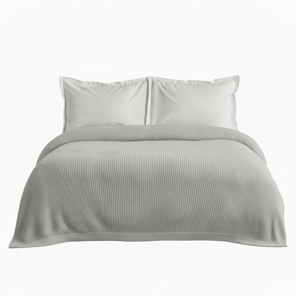 Karaca Home Cool Touch Dobbelt Strik Sengetæppe Grå, 200x220 cm - Løven Home