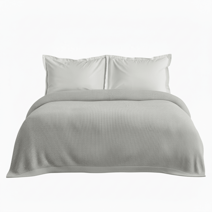 Karaca Home Cool Touch Dobbelt Strik Sengetæppe Grå, 200x220 cm - Løven Home