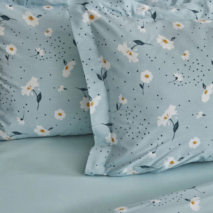 Karaca Home - Daisy Sengetøjssæt – 100% Bomuld – Dobbeltdyne – Mint - Løven Home