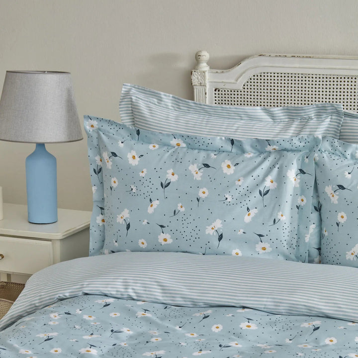 Karaca Home - Daisy Sengetøjssæt – 100% Bomuld – Dobbeltdyne – Mint - Løven Home