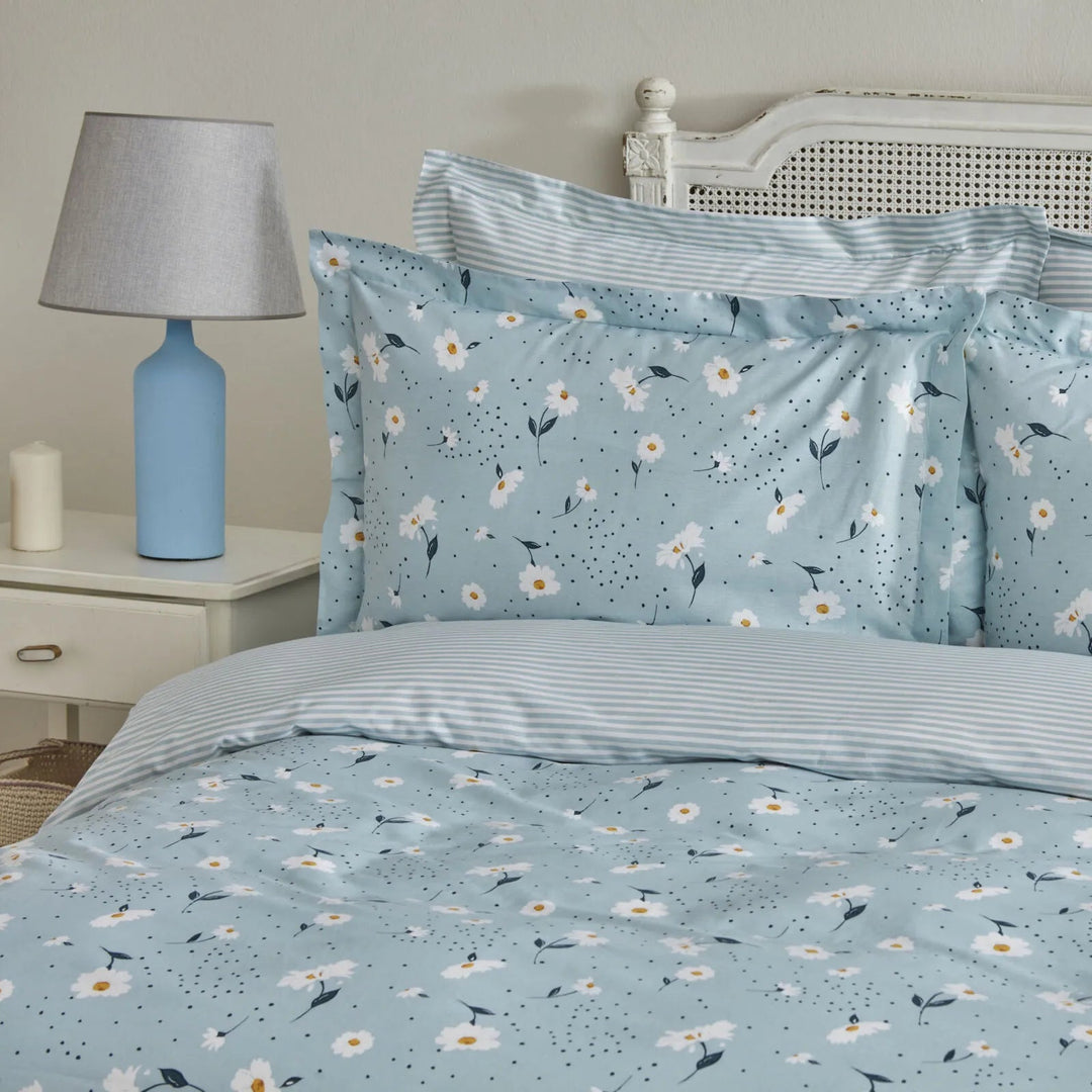 Karaca Home - Daisy Sengetøjssæt – 100% Bomuld – Dobbeltdyne – Mint - Løven Home