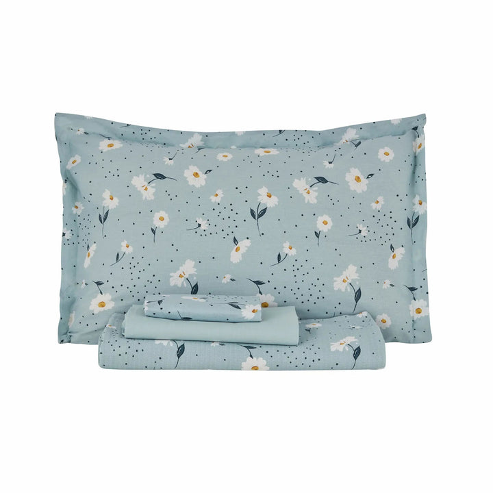 Karaca Home - Daisy Sengetøjssæt – 100% Bomuld – Dobbeltdyne – Mint - Løven Home