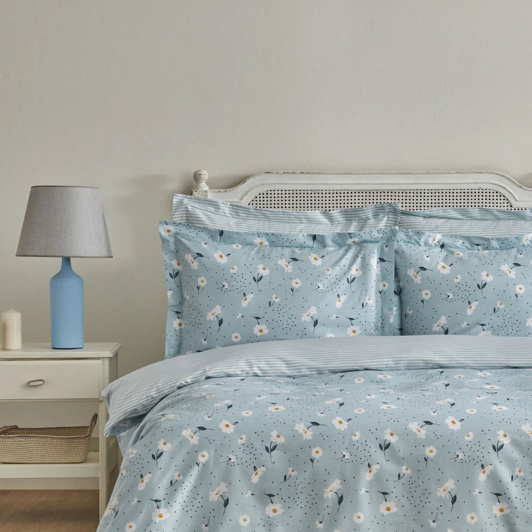 Karaca Home - Daisy Sengetøjssæt – 100% Bomuld – Dobbeltdyne – Mint - Løven Home