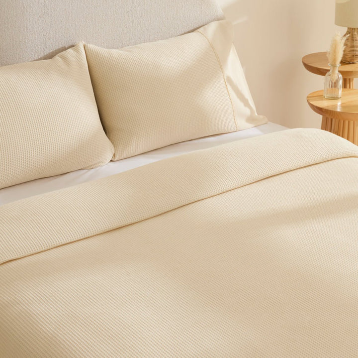 Karaca Home Elaris Gofret Dobbeltseng Overtræk – Ekru - Løven Home