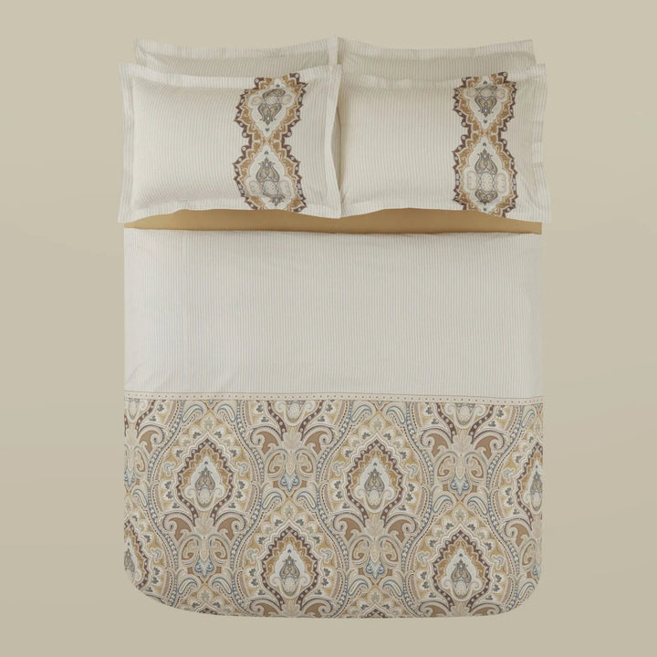 Karaca Home Lemy 100 % bomuld dobbeltdyne - sengesæt – Beige - Løven Home